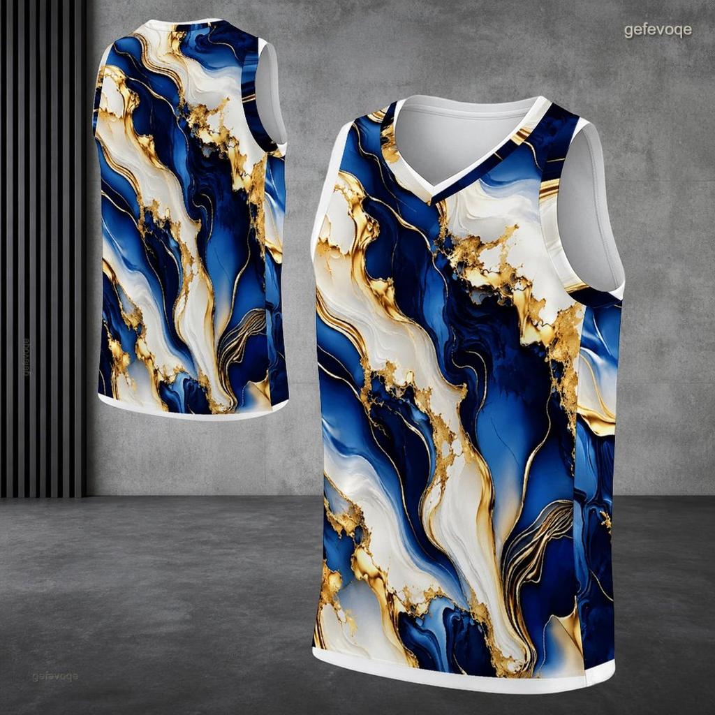 Mens Plus Size V Neck Sleeveless Colorful Graffiti Printed Tank Top