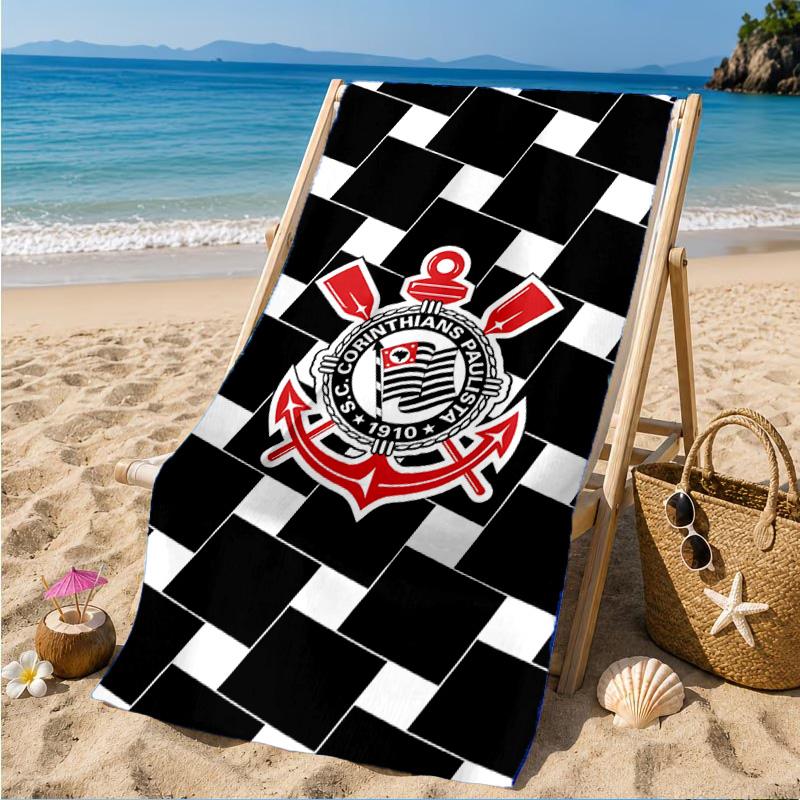 Sportverein Fußballwappen Bedrucktes Mikrofaser-Strandtuch, Weich und Saugfähig, Schnelltrocknend, Ideal für Sommerreisen, Strand-Essential, Schwimmbad