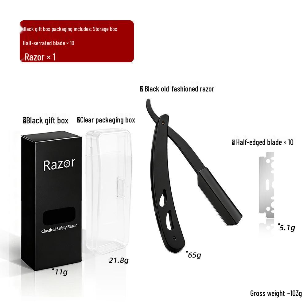 Vintage Stainless Steel Barber Razor for Men's Shaving and Trimming