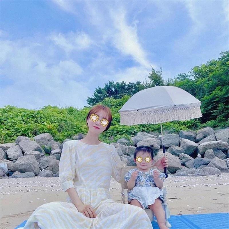 Tassels Children Outdoor Spring Outing Travel Camping Umbrella Baby Stroller Folding Chair Stand Photography Prop Dropship