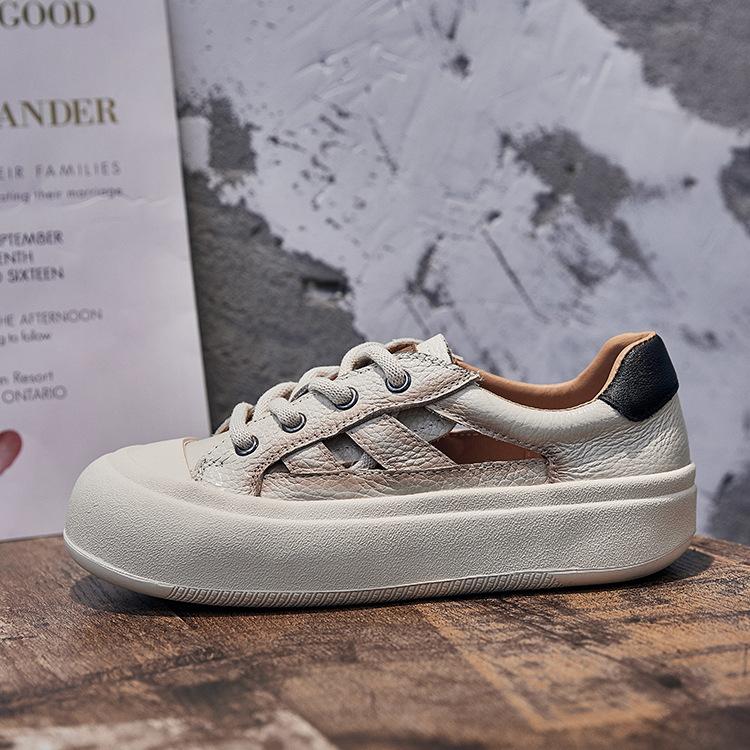 

Уродливые милые туфли на платформе с большой головой женские летние кожаные ретро универсальные туфли полые дышащие красные высокие сандалии 40