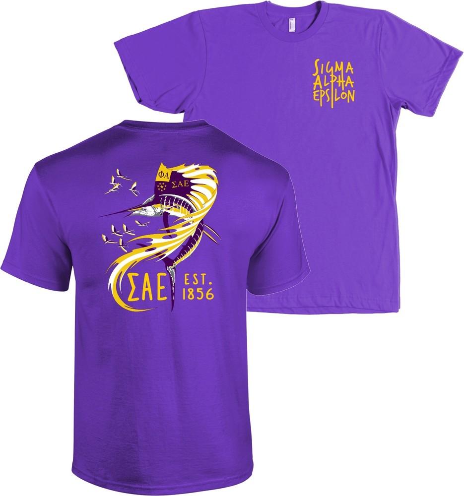 Sigma Alpha Epsilon Fraternity Bella + Canvas Shirt SAE Nautical Fish - NEW Unisex T-Shirt XXL