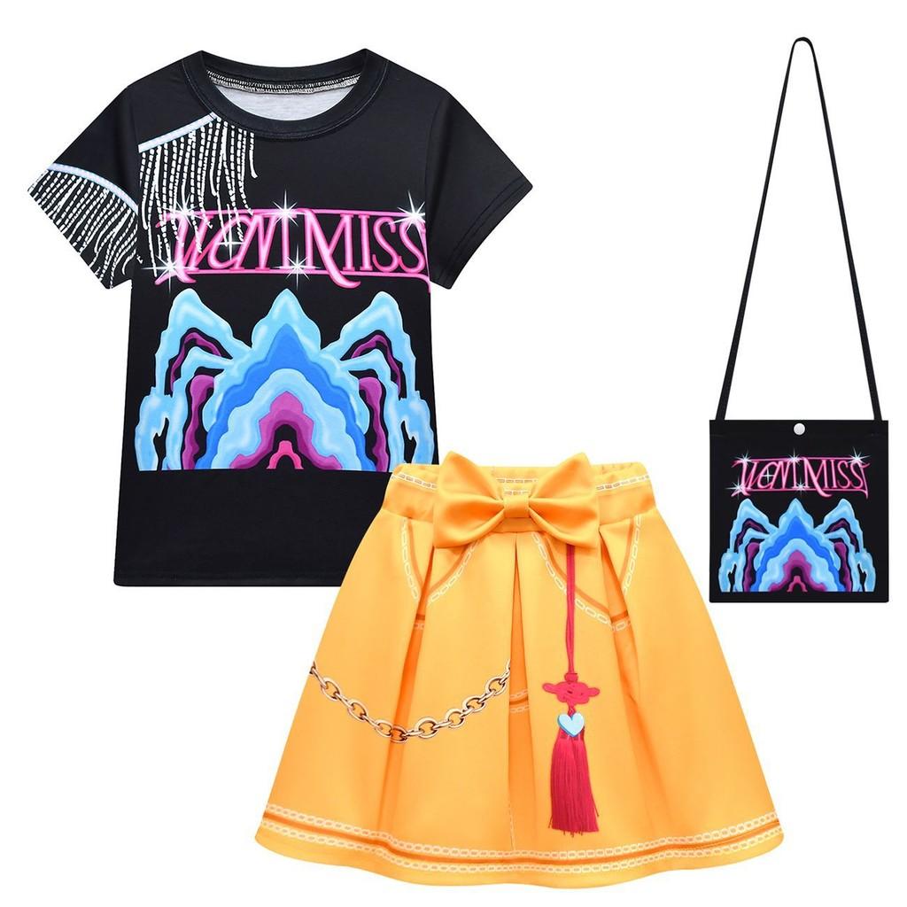 

Детский Девочки Аниме Мультяшный ПОП Певец Супер Звезда Принт Футболка Юбка Сумка Комплект Наряд Ролевая Игра Хэллоуин Косплей Костюмы 160Cm