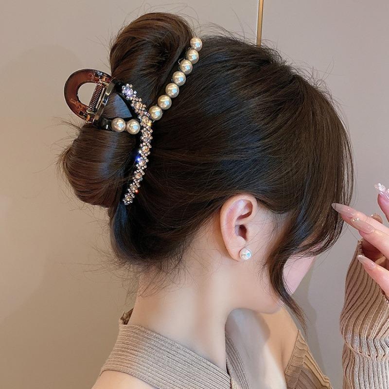 New Korean Style Pearl Rhinestone Hair Clips for Women Fashion Shark Clip Girls Hair Jewelry Accessories
