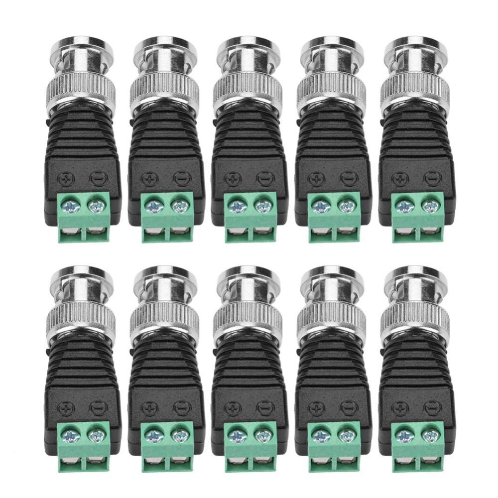 10PCS Quick Install BNC Male Connector Green Color Coaxial Connector Terminal Adapter Video Camera