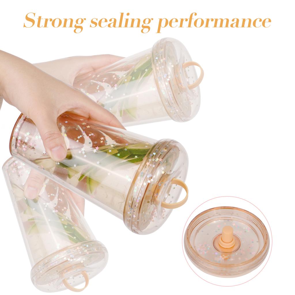 14.8oz Star Clear Tumbler With Straw Reusable Transparent Double-layer Water Bottle For Coffee Milk DIY Smoothie Cup Drink green