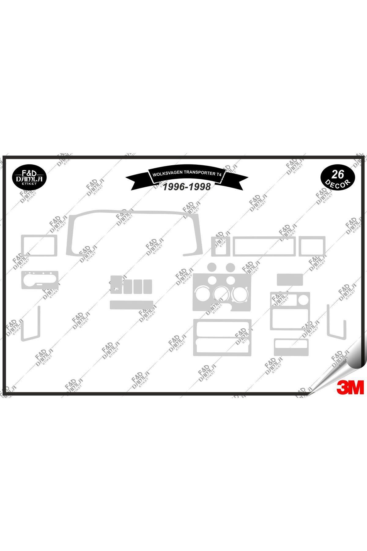 

Volkswagen Transporter T4 1996-1998 Torpido Konsol Trim Göğüs Maun Kaplama Set 26 Parça Gümüş