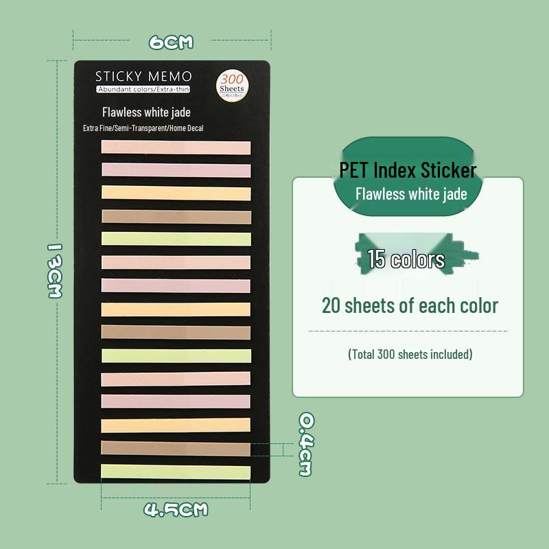 300 Translucent Ultra-Thin PET Index Tabs: Color-Coded Sticky Notes for Marking & Fluorescent Messages