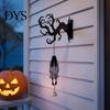 Spooky Entrance Hall Accents Halloween Welcome Sign, Wall Mount 2D Acrylic Hanging Decor with Bell, Door Bell Decorations Gothic Black Cat Creepy