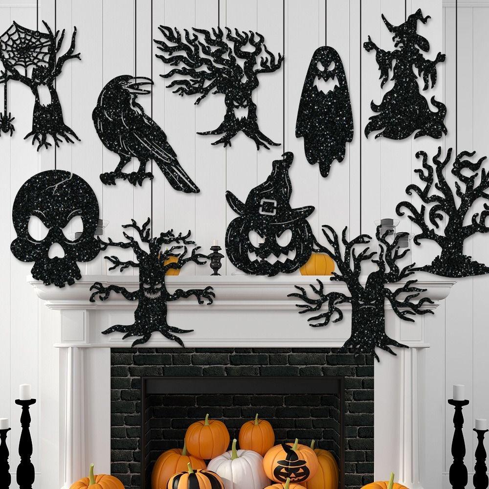 Witch Halloween Party Prop Raven Pumpkin Home Decoration Halloween Paper Hanging Pendant Party