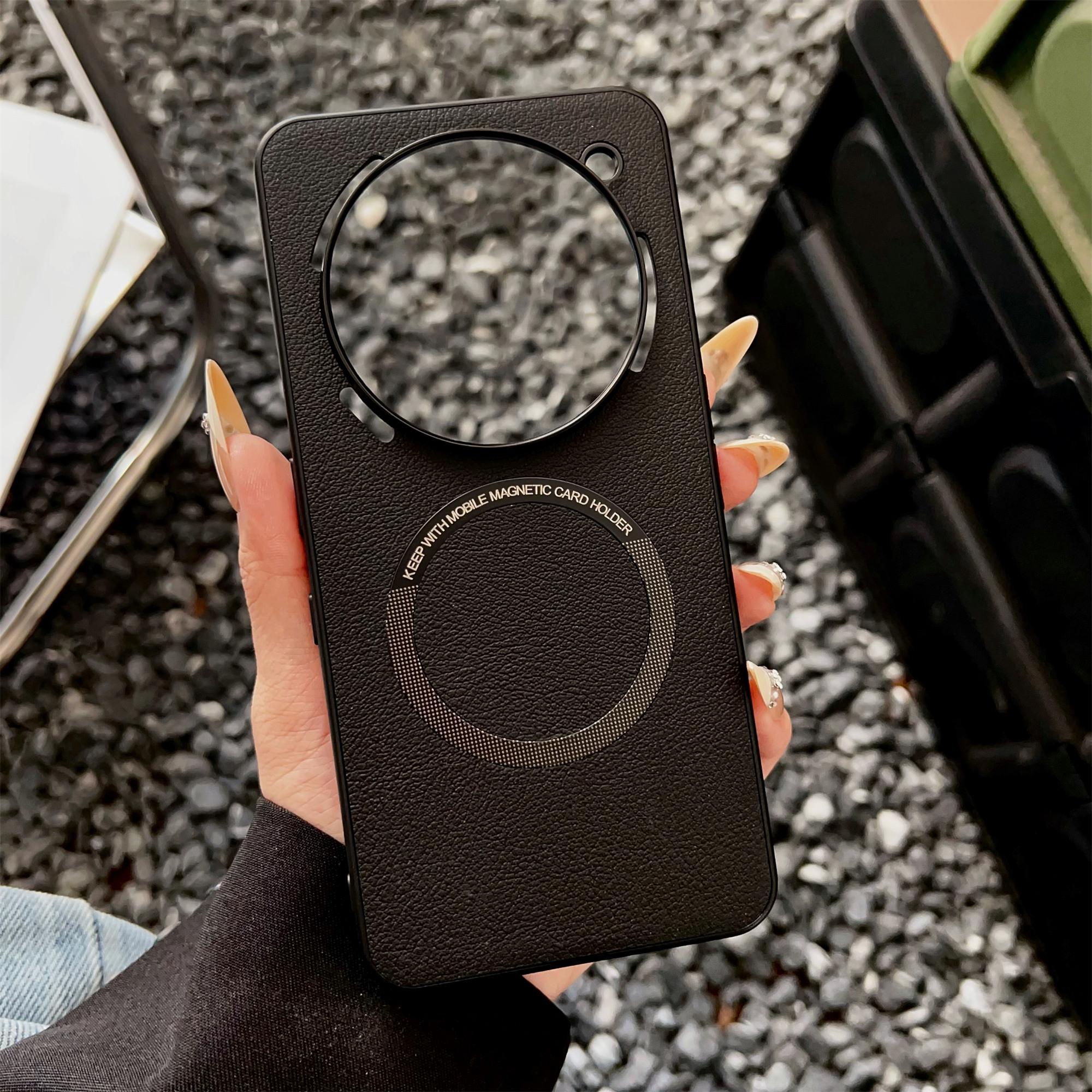 

For Nothing Phone (3a) Pro Case Anti-Drop PU Leather+TPU Cover Compatible with MagSafe Black