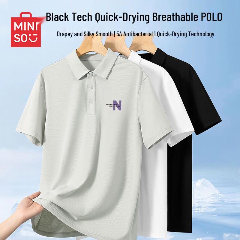 MINISO Men s Summer Quick-Dry Mesh Polo Shirt XXL