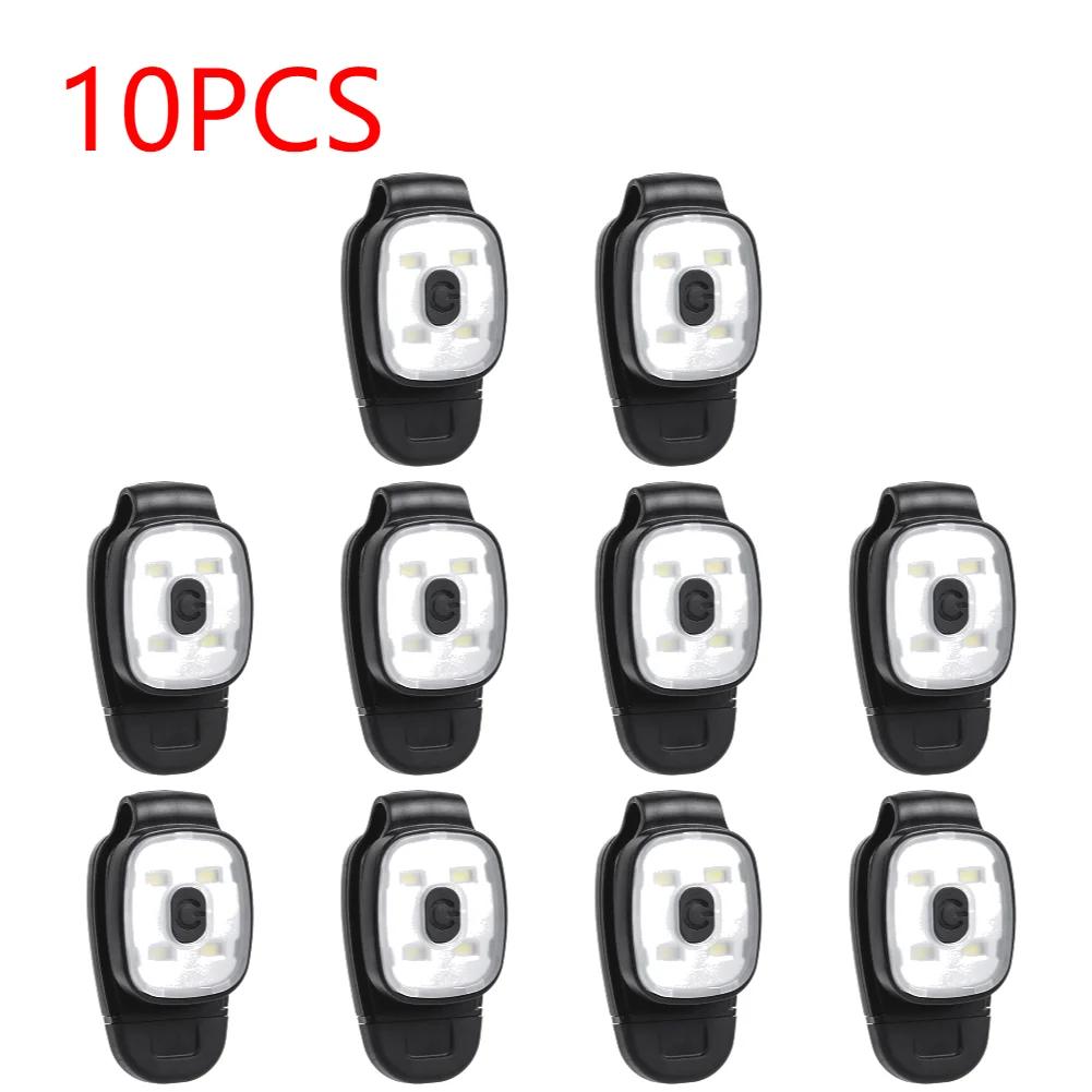 1-10PCS Lightweight Warning Lights USB Charging Portable Clip On Light Multifunction IPX4 Waterproof for Night Walking Fishing