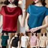 Women's Fashion Casual Solid Color Print Short Sleeve O Neck Blouses & Shirts