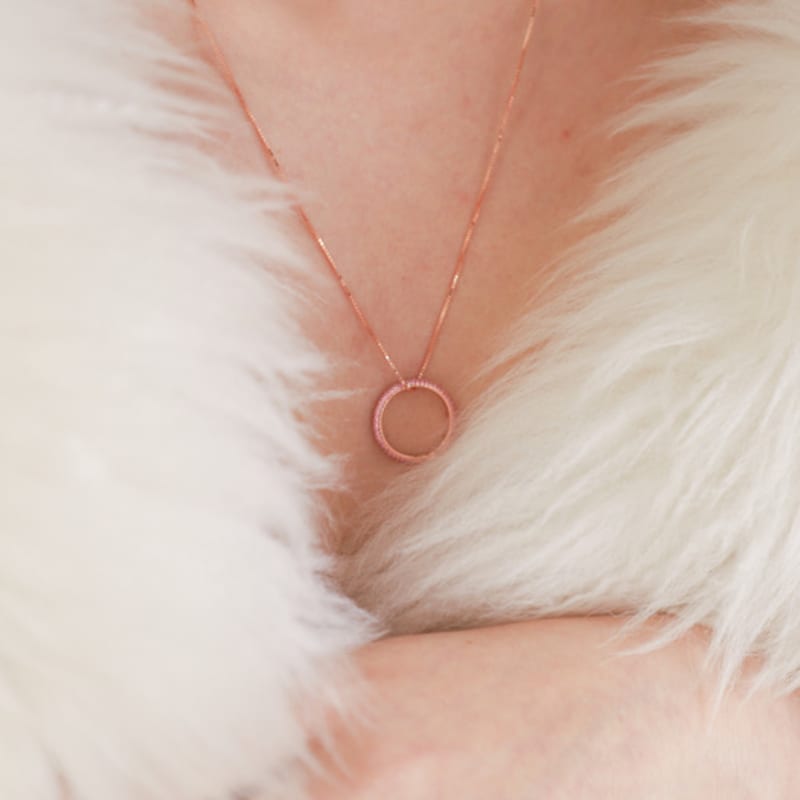 Dfarbe Rose Gold Pink Sapphire Tinix Ring Pendant Two-way Necklace