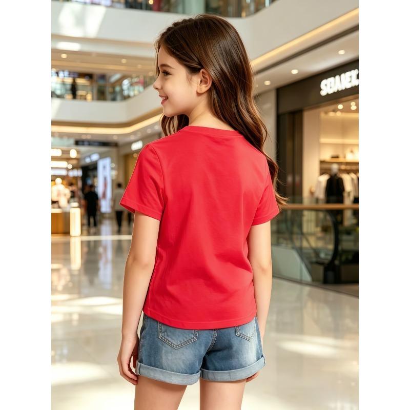 Kids Pink Dinosaur Princess Bow Graphic Crewneck Short Sleeve Tee