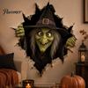 Festive Room Wall Accents 3D Break-in Halloween Sticker, Realistic Haunted House Decal, Removable Horror Theme Photo Background PVC Mural for