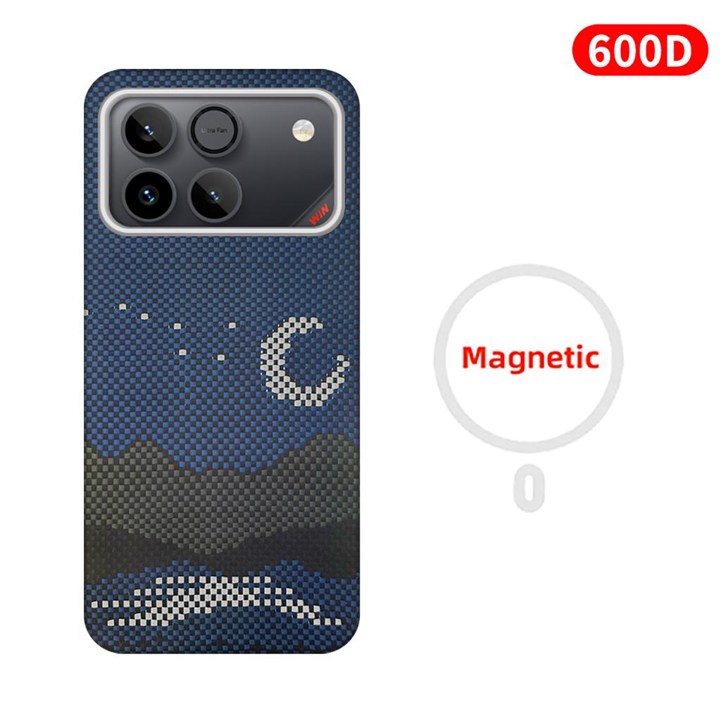 600D Real-thin Carbon Fiber Phone Case for Honor Win/Win RT Case Aramid Fiber Fabric Thinhard Magnetic Black Slim Light Red Case
