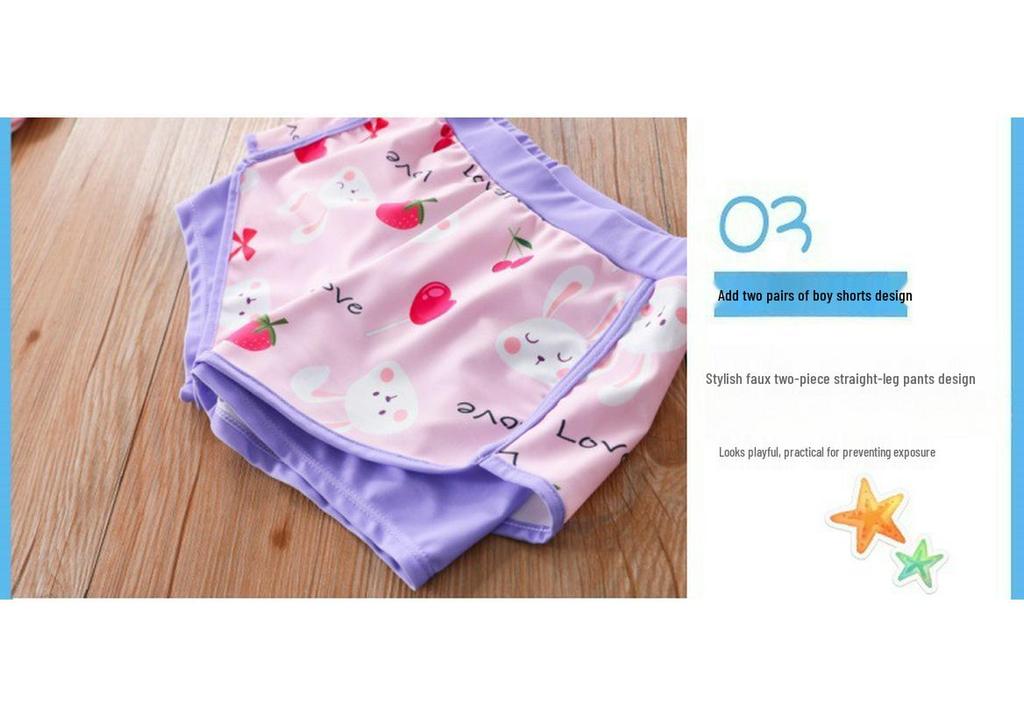 Kids' Cartoon Rabbit Sun Protection Swimsuit - 2-Piece Set for All Sizes