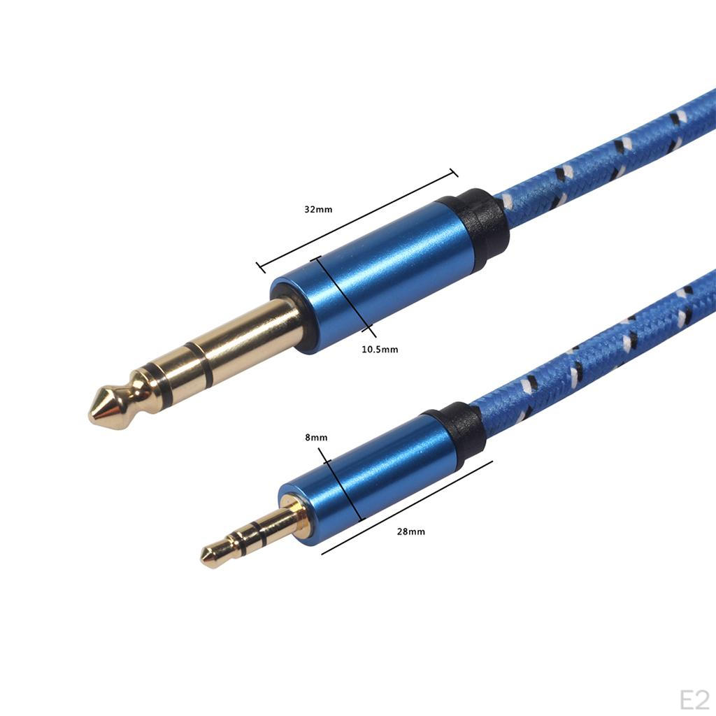 1/8 To 1/4 Stereo Cable, Heavy Duty 3.5mm Mini 6.35mm TRS Audio Path Cord - Blue