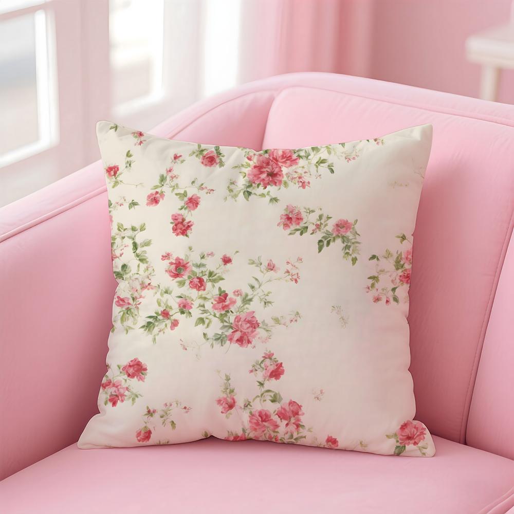 Fresh Flowers Elegant And Beautiful Simple Cushion Cover Linen Pillowcase Cover Soft Decor for Sofa Home Room