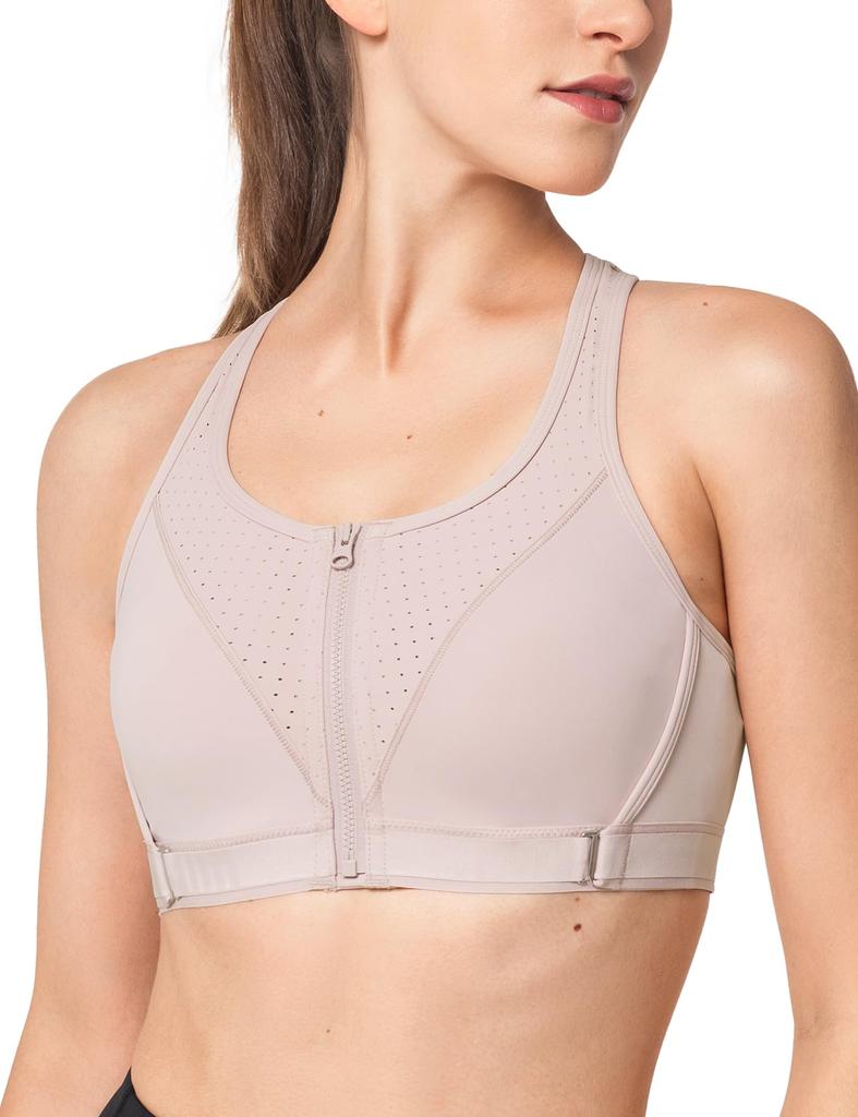 Yvette Sports Adjustable Front Integrated and Back High Perfect for and Pink Size S Women's Bra, Opening, Cups, Hook, Support, Running, Gym, Fitness,