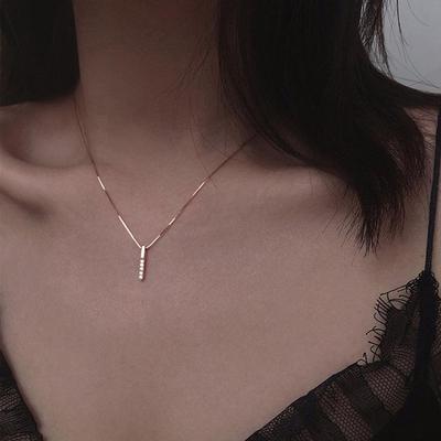 Elegant One-Line Micro-Diamond Vertical Necklace - Simple, Exquisite, Trendy Clavicle Jewelry for Women
