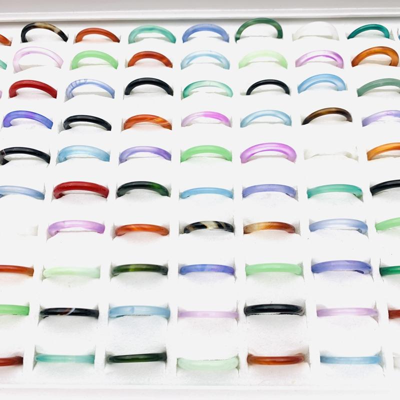 50pcs Agate Rings Fashion Jewelry Width 3mm/6mm Mix Colors 3mm разноцветный