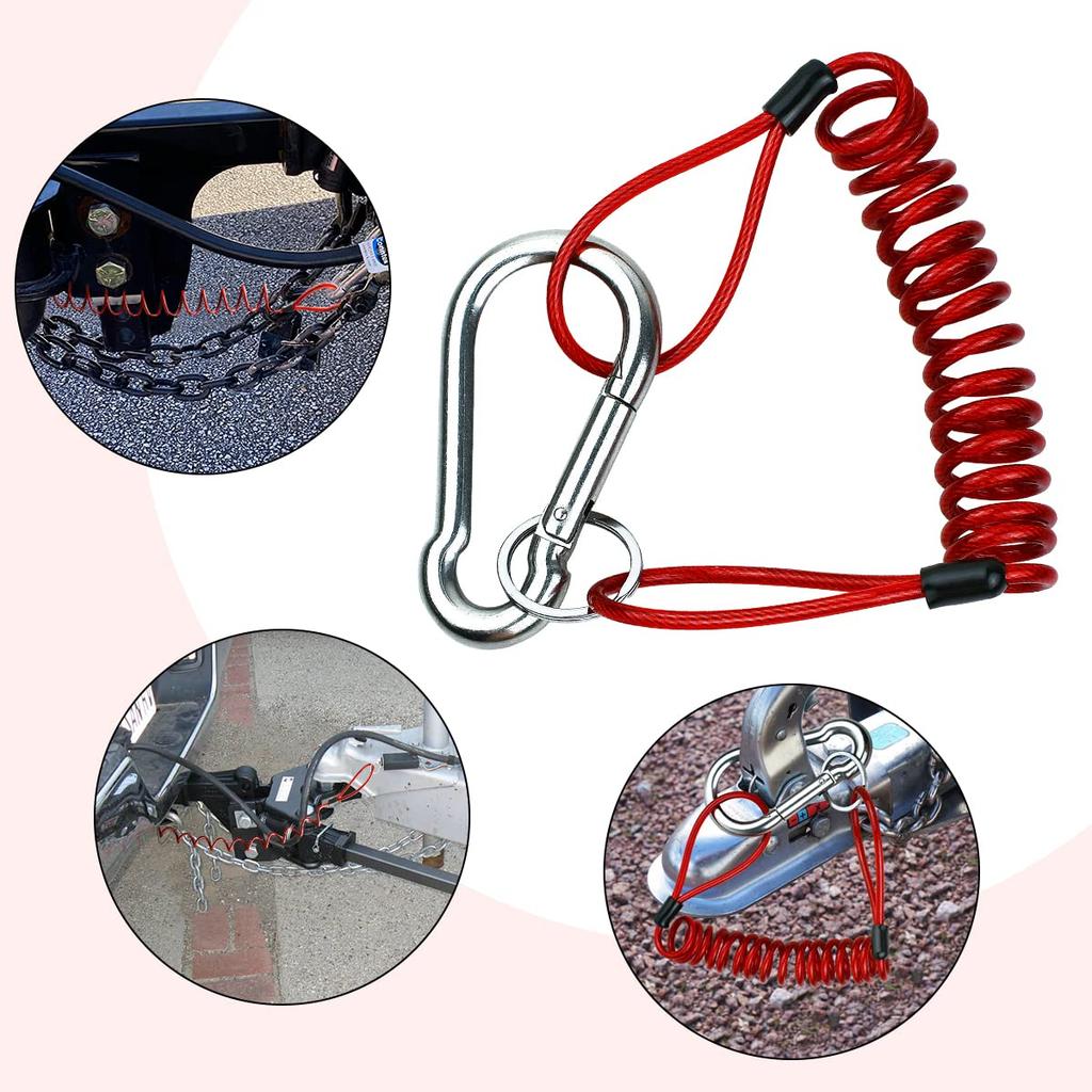 Yuntop RV Retractable Breakaway Trailer Cable Trailer Brake Cable Heavy Duty Stainless Steel Spring