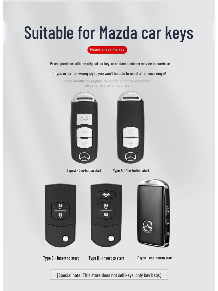 Suitable for Mazda 3 Axela, CX5, CX4 Atenza, Mazda 6, and Other Car Accessory Key Covers.