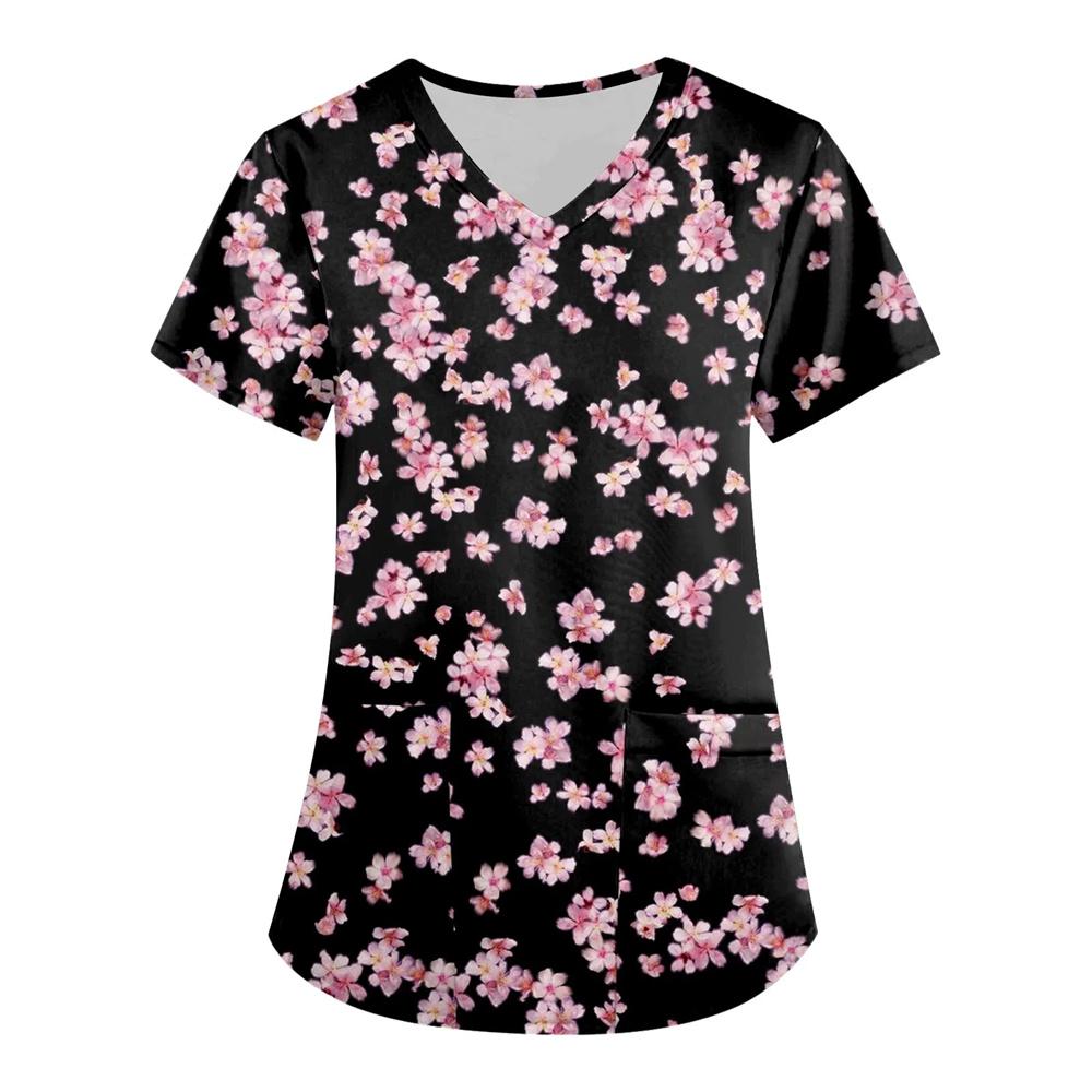 Summer Floral 3d Print Women's T-Shirt Casual Fashion V Neck Pullover Oversize Short Sleeve T-shirt Daily Tops Tees Size XXS-6XL