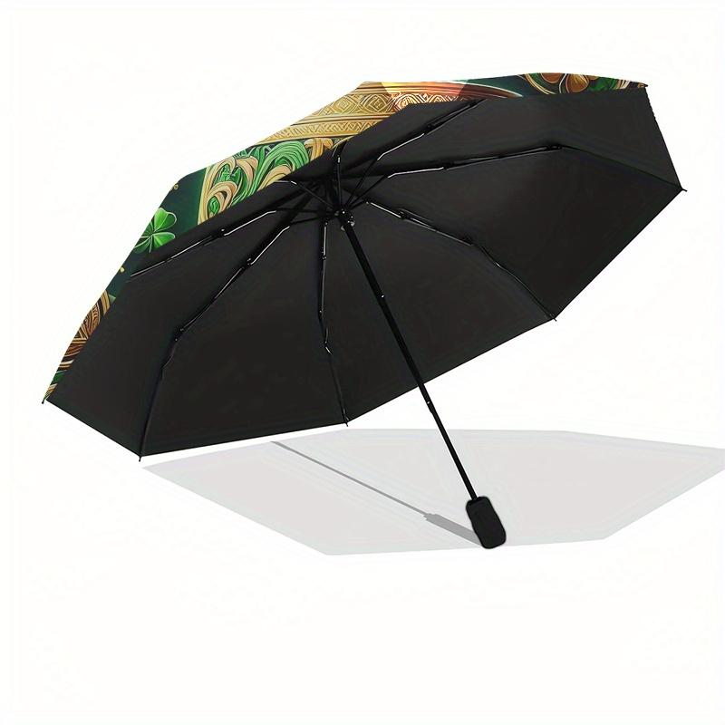 Four-Leaf Clover Ornament: Luck in Every DetailUmbrella, Portable 3-Fold Compact Umbrella for Men & Women Gift
