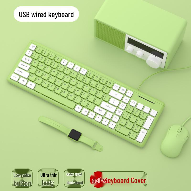 Silent Wired Chocolate Keyboard and Mouse Set for Laptop/Desktop