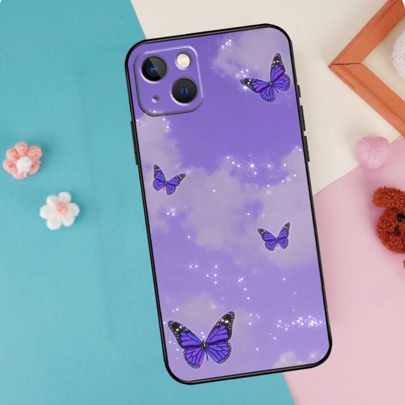 Cute Butterfly Phone Case For iPhone 16 15 13 12 11 14 Pro Max Plus Mini XR 16e Funda Silicone Back Cover