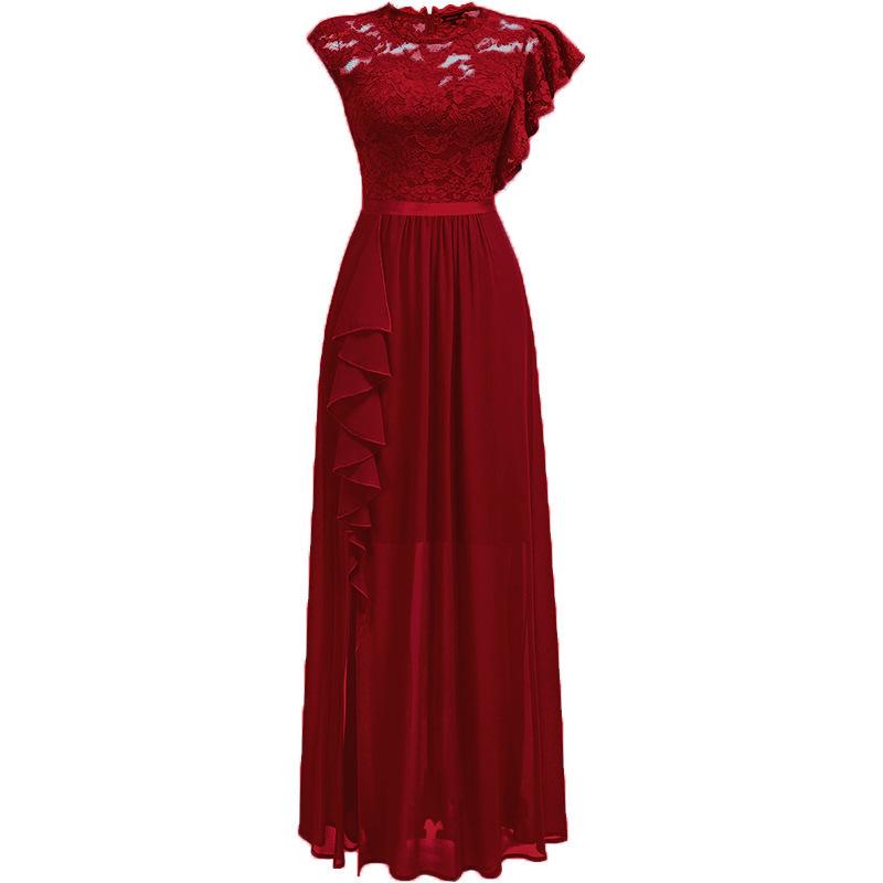 European & American Hot-Selling Lace Evening Dress, High Waist Long Skirt