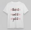 Women's Classic Oversize T-Shirt Think It Want It Get It Pink Stripe Graphic Tee