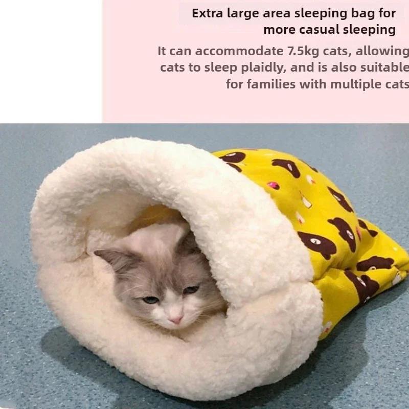 Self-warming Cat Bed, Soft Plush Cat Winter Sleeping Bag, Cat Sleeping Bag for Indoor Cats, Cute Pet Puppy Pet Litter Bed