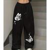 Sportbroek met vlinderprint, met trekkoord en elastische tailleband, Amerikaanse casual trend, rechte damesbroek