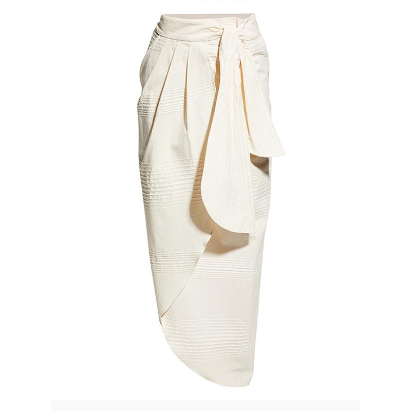 

Женская асимметричная миди пляжная юбка: Завязанный отпускной стиль XL бежевый