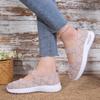 Flyknit Breathable Mom Shoes with Soft Sole, Anti Slip, Middle-aged and Elderly Walking Shoes, Shallow Mouth Single Shoes