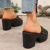 Chunky Platform Sandals Women  Summer High Heels Mule Slippers Woman  43 Thick Heeled Outdoor Slippers