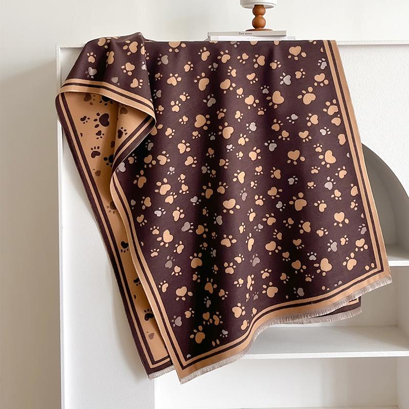 

Имитация кашемира Принт лап животных Милый Модный Женский Теплый Шарф Шаль для кондиционера 185*65cm коричневый