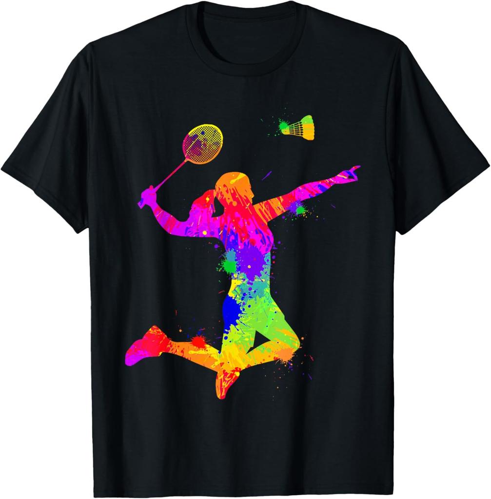 Colorful Shuttlecock Birdie Badminton Player Sports Lover TShirt Cotton Men Clothing Tops Graphic T Shirts Camisetas