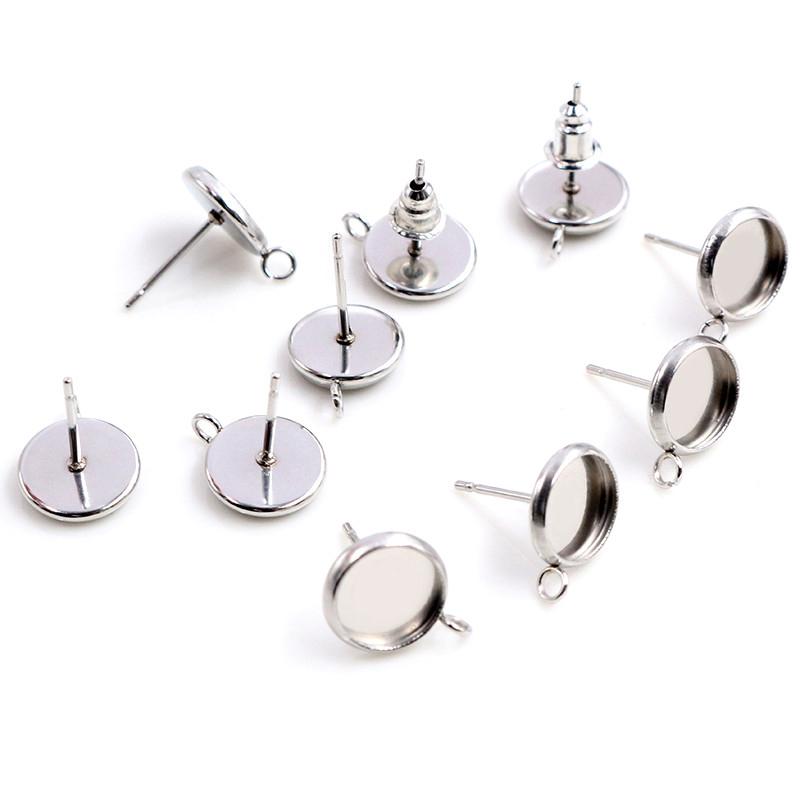 ( Kein Verblassen ) 6mm 8mm 10mm 12mm 20 Stück Edelstahl Vertikal hängende Ohrstecker, Ohrstecker Rohling/Basis, Passend für 6-12mm Cabochons,