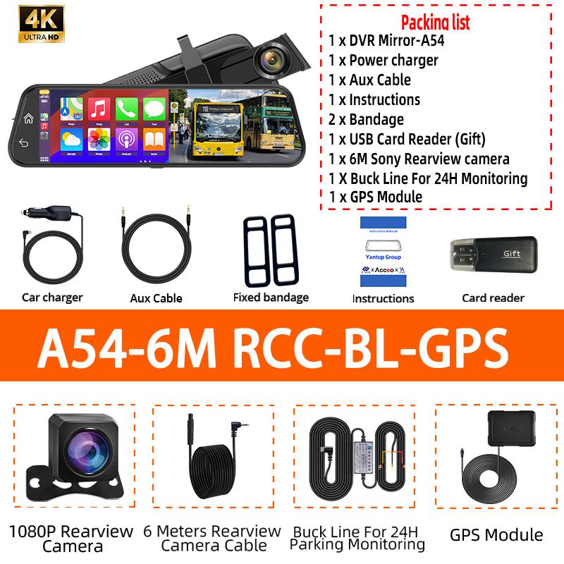4K HD Car DVR Touch Screen Carplay & Android Auto Dash Cam Night Vision Video Recorder Driving Recorder