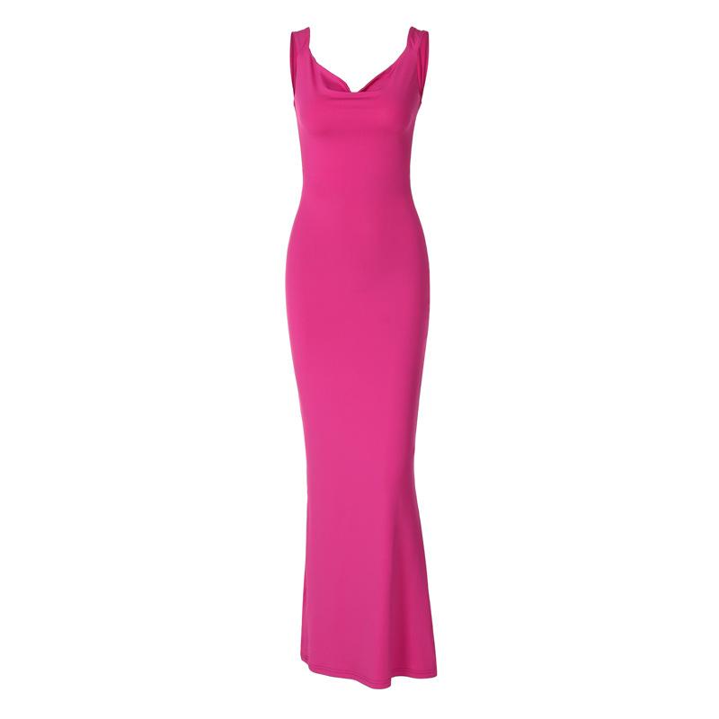 Women's Sexy Backless Slimming Splicing Bowknot Package Hip Temperament Long Dresses