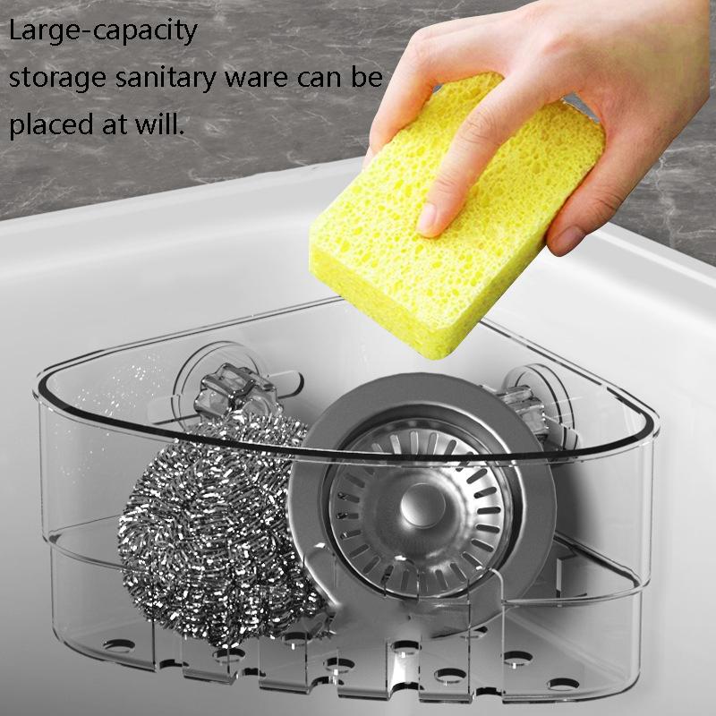 1 Pieza Escurreplatos Giratorio para Fregadero Multifuncional Triangular/Con Forma de Corazón Soporte para Esponjas Montado en la Pared Estante de Almacenamiento para Fregadero Baño