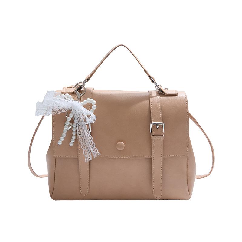Retro preppy style large-capacity handbag women's 2025 summer new Korean version solid color backpack textured messenger bag