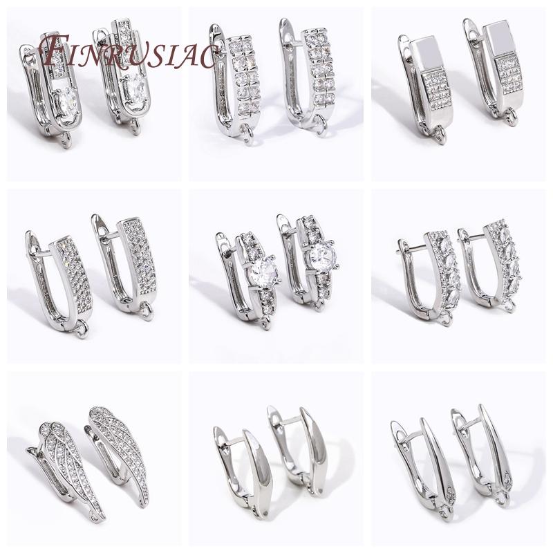 18K Gold Plated Eingelegte Zirkon Ohrhaken Verschlüsse Beschläge Ohrbügel Haken Für Handgemachte DIY Ohrringe Schmuckherstellung Zubehör