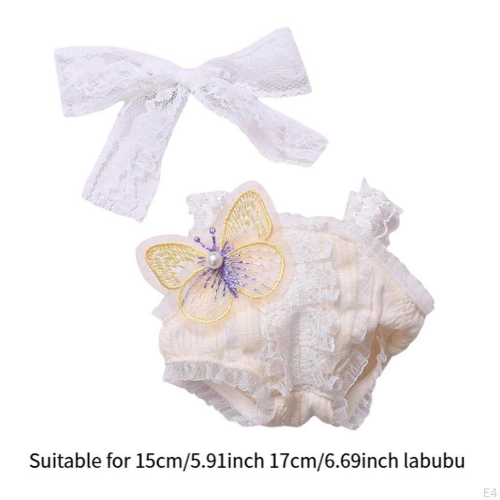 2 Pieces 15cm 17cm Girl Doll Clothes Clothing, Bowed Headdress Decor, Pendant Rompers Set